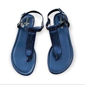 Cole Haan Molly Sandal - Womens size 7 - Black, thong, alligator texture details